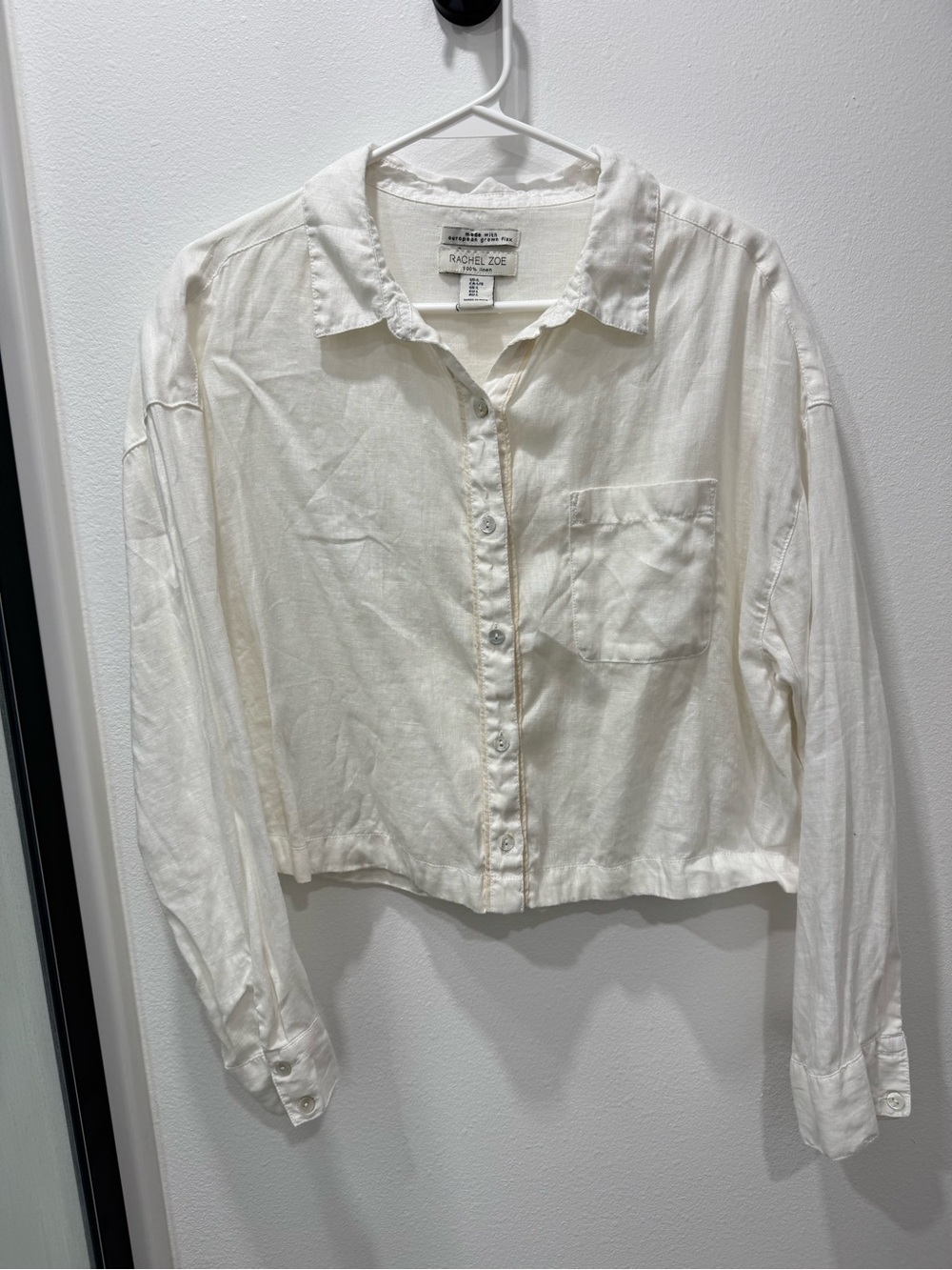 100% Linen Button Front Shirt European Flax with mother of pearl buttons